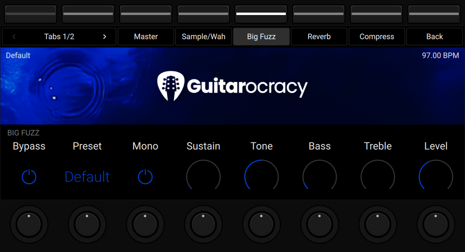 NKS3 controller view showing Big Fuzz controls on Tab 1 page 1.