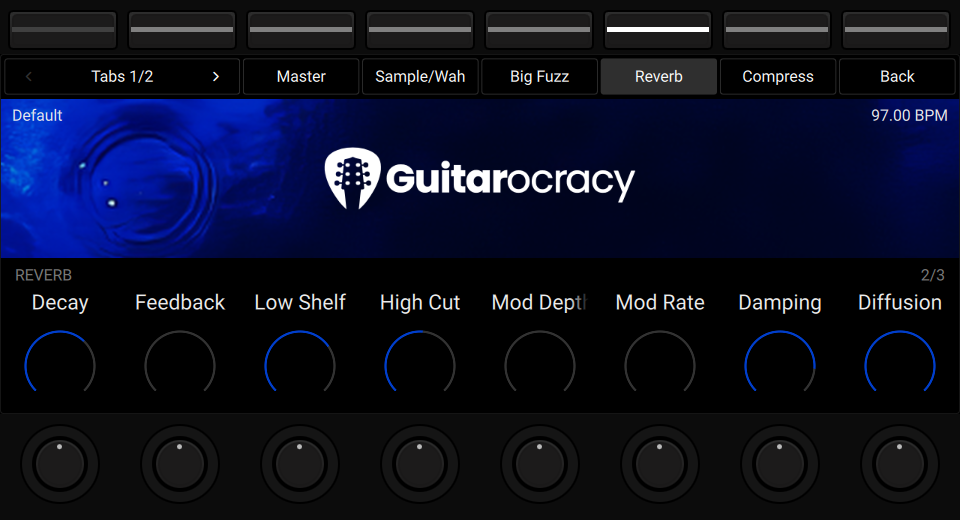 NKS3 controller view showing Raum Reverb settings on Tab 1 page 2.
